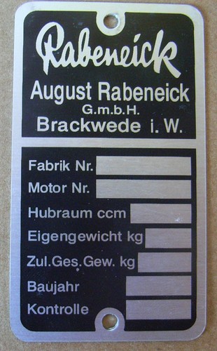 Typenschild rabeneick gmbh - rabeneick,