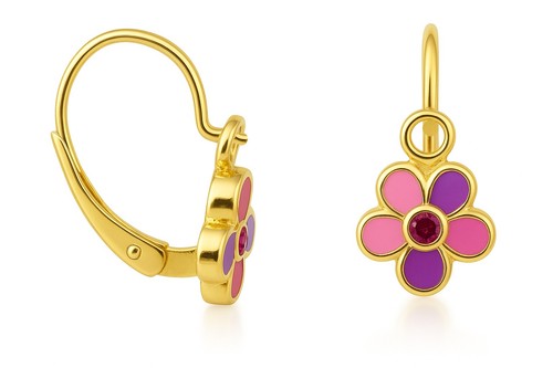 Ohrringe blume pink zirkonia - blume,
