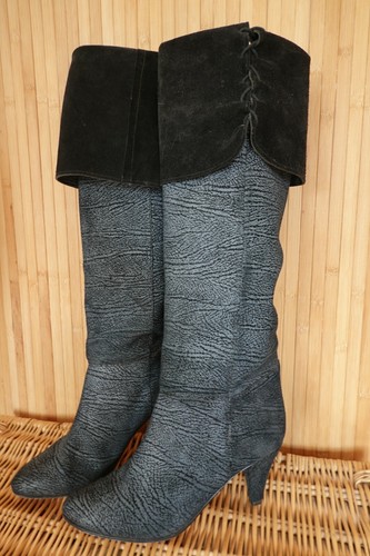 Vintage navy suede pull - suede,