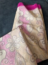 NEU Glitzer Saree Indien Creme Pink Sommer Deko Party Bollywood Ca. 5,5* 1,1m