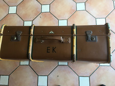 Alter Lohmann Reisekoffer mit Holzbeschlag Oltimer Deco top !