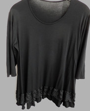 Chic Tunika, Leggings-Longshirt Rundherum Spitzenrand,Schwarz  3/4 Arm, Gr. 46, 