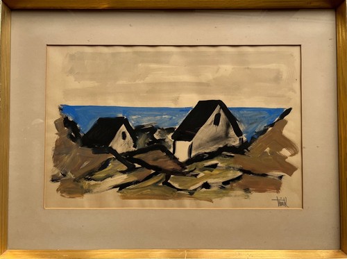 Gouache häuser strand - häuser, am