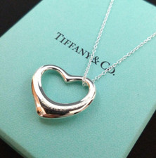 Tiffany & Co Sterling Silber 925 Elsa Peretti Open Heart Halskette Anhänger