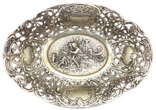 ? 800er Silber Schale Korb Jugendstil Durchbruch Antik 19,6 x 13,9 cm / 184,48g