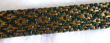 1 Stück  starke Bordüre Jacquard Brokat schwarz Gold-Grün für Gürtel oder Hänkel