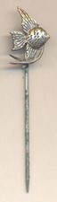 Alte Fisch Anstecknadel, Pin, Abzeichen, 835er Silber Punze, Aquarium