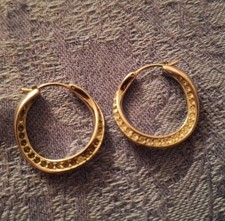 Fossil Steel Creolen - 25mm - Zirkonia verfärbt! - 7,6g schwer