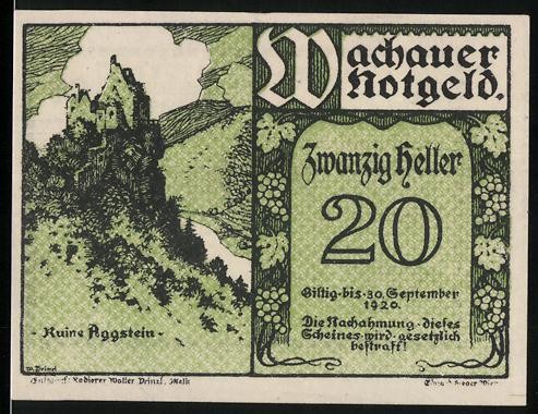 Notgeld spitz donau 1920 - notgeld,