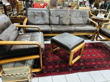 Danish Modern SILKEBORG Teak Sessel Leder Ledersessel  Couchgarnitur Sofa Hocker