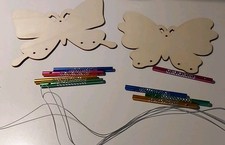 Windspiel selbstgestalten/ 2  Schmetterlinge/ Holz/ Metall/ Basteln/ Malen/ Set