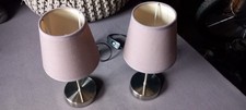 Nachttisch - Tisch-Lampen Silber - Lampenschirme Beige, 2 Stück, Funktion Top