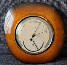 Wetterstation Barometer mit Thermometer Holz Messing Vintage