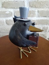 Rabe, Metall, beweglich  Höhe ca. 16 cm