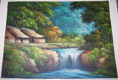 Wasserfall bambus wald - wasserfall,