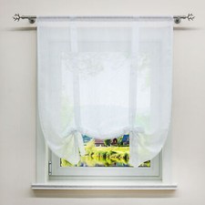 Raffrollo Landhaus Weiß Raffgardinen mit Tunnelzug Kücke Gardinen Leinen Vorhang