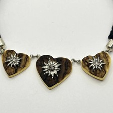 6355 Vintage Trachtenkette Herzanhänger mit Edelweiß 40cm