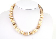 Halskette Muschelkette Damen weiß braun 40 cm Karabiner Modeschmuck