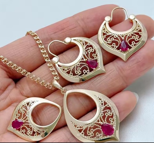 Damen schmuck set 585 rotgold - damen,