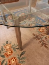 Couchtisch Unikat - Edelstahl Gestell und runder Glasplatte  105 cm