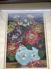 Ölbild Blumen - signiert mit