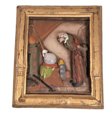 Wachsbild nach Spitzwegart Chemikus oder Destille für Sammler? 13,5x15,5x2,2cm