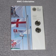2010 ROYAL MINT CITIES OF LONDON & BELFAST £1 MÜNZEN IN VERSIEGELTER VERPACKUNG