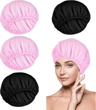 Schlafhaube Damen 4er Set – Weiche Haarnetze verstellbar, Rosa & Schwarz