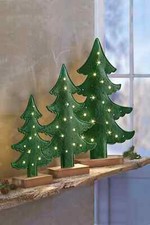 LED-Filztannen grün, 3er-Set Advent Deko Weihnachten Weihnachtsdeko Dekoration