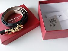 Ferragamo Wendegürtel 20mm Noir/Beige Leder Gold Metal