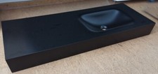 corian waschtisch freihängend schwarz cloud 120 cm mit handtuchhalter links