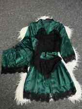 Sexy Damen Nachtwäsche Set, 4-teilig, Spitze & Satin, Top Qualität