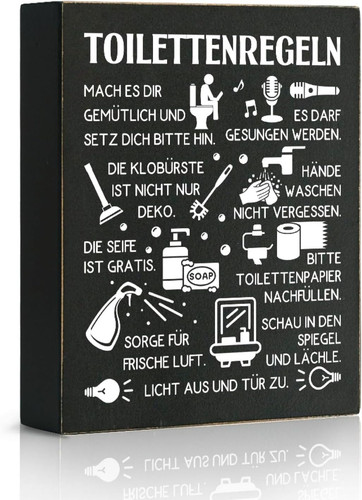 Toilettenregeln holzschild - holzschild, –