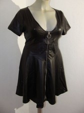 Schwarzes Leder Imitat Kleid mit durchgehendem Reißverschluss 48-50/ 3XL A Linie