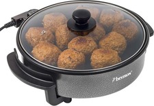 Bestron Elektrische Partypfanne, Multifunktionspfanne Ø28.5 cm mit Glasdeckel