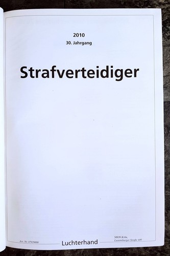 Stv 2010 strafverteidiger - stv,