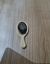 Vintage Gobelin Petit Point Geldbörse Handspiegel Blumenmotiv 11 cm x 4,5 cm