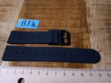 1x 22mm Uhrenarmband Vintage Diver Waffle Strap Silikon Waffellook schwarz B12