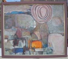 Alfred Hetz (1933-74) - Schüler Willi Baumeister - Abstrakte Komposition