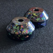 2x Record Adapter Single Puck 45rpm Blue Green Chameleon Glitter 7“ Vinyl Center