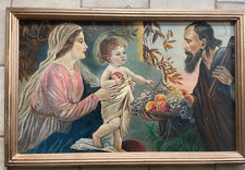 Antik Nachlass HEILIGE FAMILIE von Giovanni um 1920 Ölgemälde  Malerei Bild