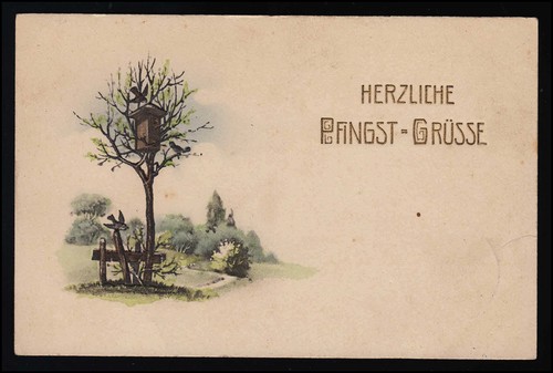 Pfingst grüsse schwalben - ak,