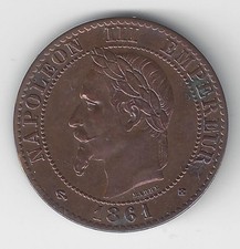 Frankreich Kaiser Napoleon III. 2 Centimes 1861 Münzzeichen "BB" Straßburg (490)