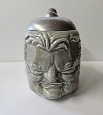 Bierkrug mit Zinndeckel  Franz Josef Strauß Sammelkrug Politiker guter Zustand