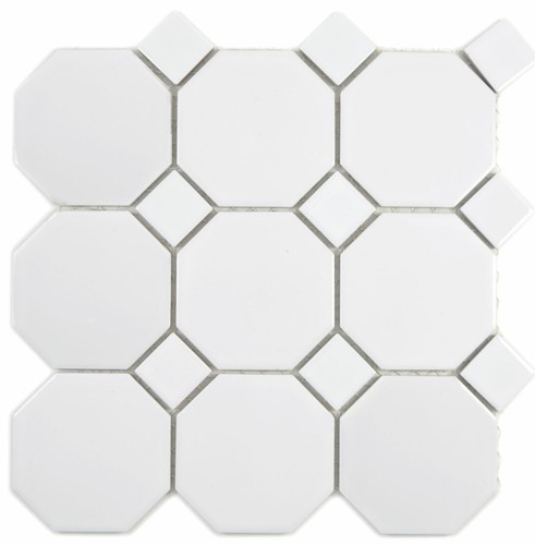 Keramikmosaik octa weiß wand - keramikmosaik,