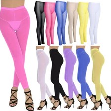 Damen Sexy Transparenter Leggings Sheer Mesh Elastischer Bund Strumpfhose Hosen