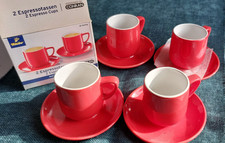 4 rote Espressotassen + 4