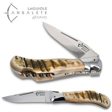 Laguiole Arbalete David - 12 cm Jagd-Taschenmesser - Widderhorn - Korkenzieher