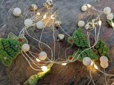 LED Lichterkette grüne Tannenbäume Glöckchen am Draht Weihnachtsgirlande 1,9m