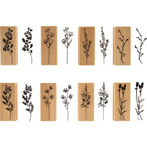 Holz stempel set blumen - set,